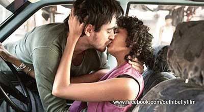 Imran Khan Kiss Scene Still From Upcoming Movie Delhi Belly