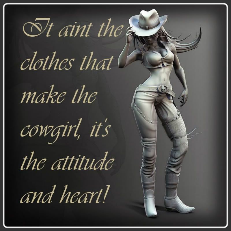 Cowgirl saying with frame 1