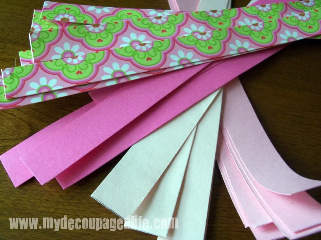 strips of pink paper easy diy valentines garland