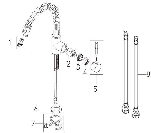 Bristan Sherbet Kitchen Sink Mixer Shr Pullsnk C Tap Spares