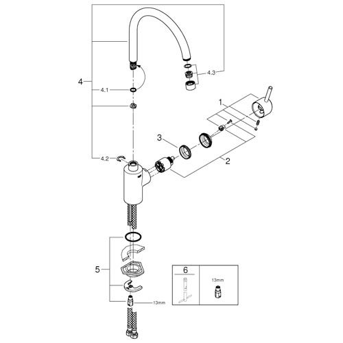 Grohe Concetto Single Lever Kitchen Sink 32661001 Spare Parts