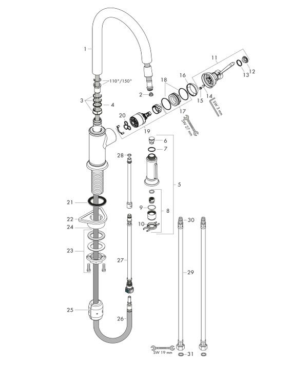 Hansgrohe Axor Montreux Chrome Kitchen Mixer With Pull Out Spray