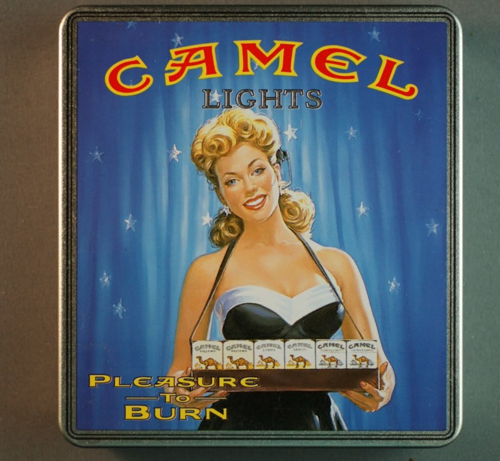 camel cigarette photo: Cigarette Girl Camel Tobacco Tin CigeretteGirlCamelTin.jpg