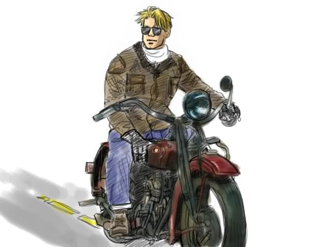 Brad Pitt Motorcycle Benjamin Button. 1950#39;s ALFRED ON A MOTORCYCLE.