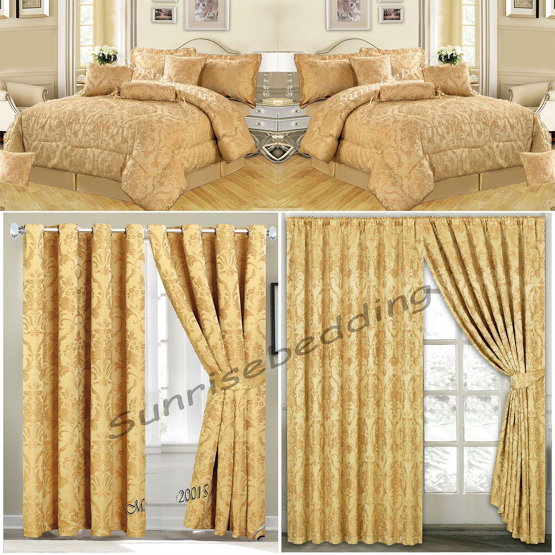 Luxury jacquard 7Pcs Piece (R.Gold) Comforter Set,Bedspread +matching