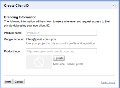 Google API Client Settings