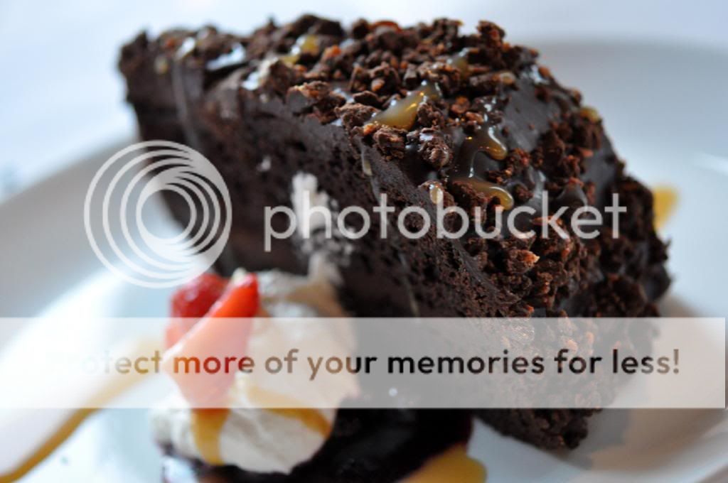 chocolate cake photo: Chocolate espresso cake with chocolate bacon crumble, Grand Marnier caramel and black currant compote DSC_0122_zps2f72297d.jpg