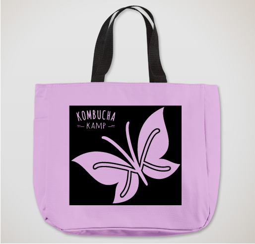 Kombucha Kamp butterfly logo chop tote bag hyacinth