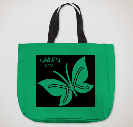 Kombucha Kamp butterfly logo chop tote bag kelly green