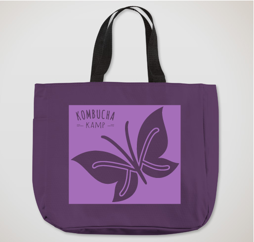 Kombucha Kamp butterfly logo chop tote bag purple