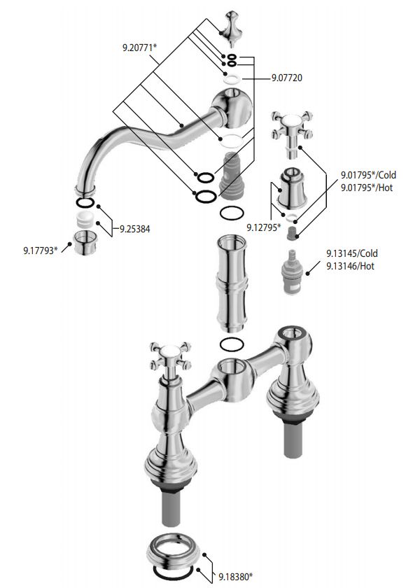 Mayfair Aspen Brushed Mono Kitchen Tap Kit203 Spare Parts