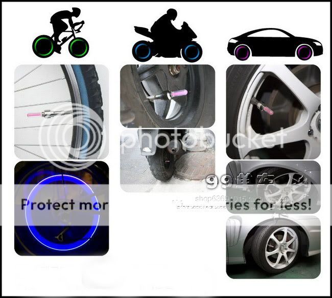 Green Light Bicycle Car Wheel Bike Tyre Valve Stem Cap  