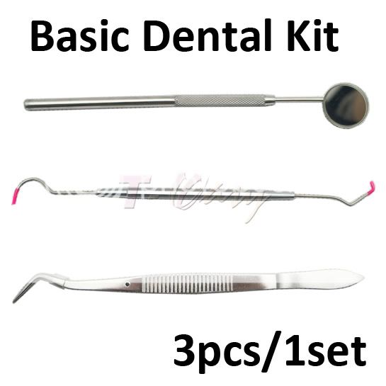 Basic Dental Instruments Set Mirror Explorer Plier stainless steel NEW 