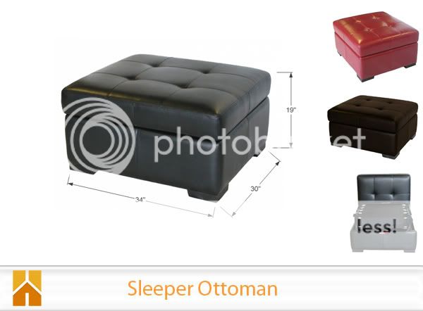 2Espresso Contemporary Leather Ottoman PullOut Twin Bed  