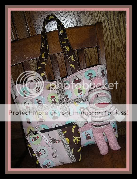 SOCK MONKEY FUNKY MONKEY GO BANANAS PURSE Set with cosmetic case 